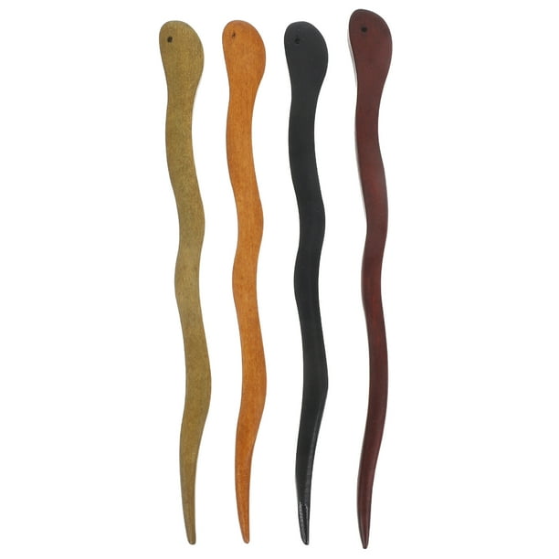 4 palillos de madera para el cabello, horquillas decorativas de madera maciza, soporte para moños chinos, palillos chinos para el cabello
