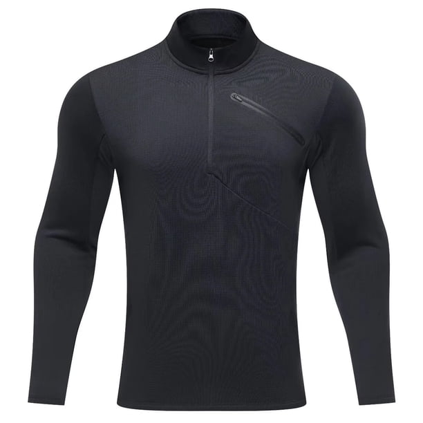 Ceisia Men's Slim Stand-Collar Half-Zip Thickened Athletic Compression Training Top Gift