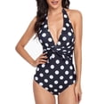 thumbnail image 2 of Traje de baño de lunares, traje de baño de una pieza, traje de baño de una pieza con cuello halter, traje de baño para mujeres diseñado para profesionales, 2 of 6