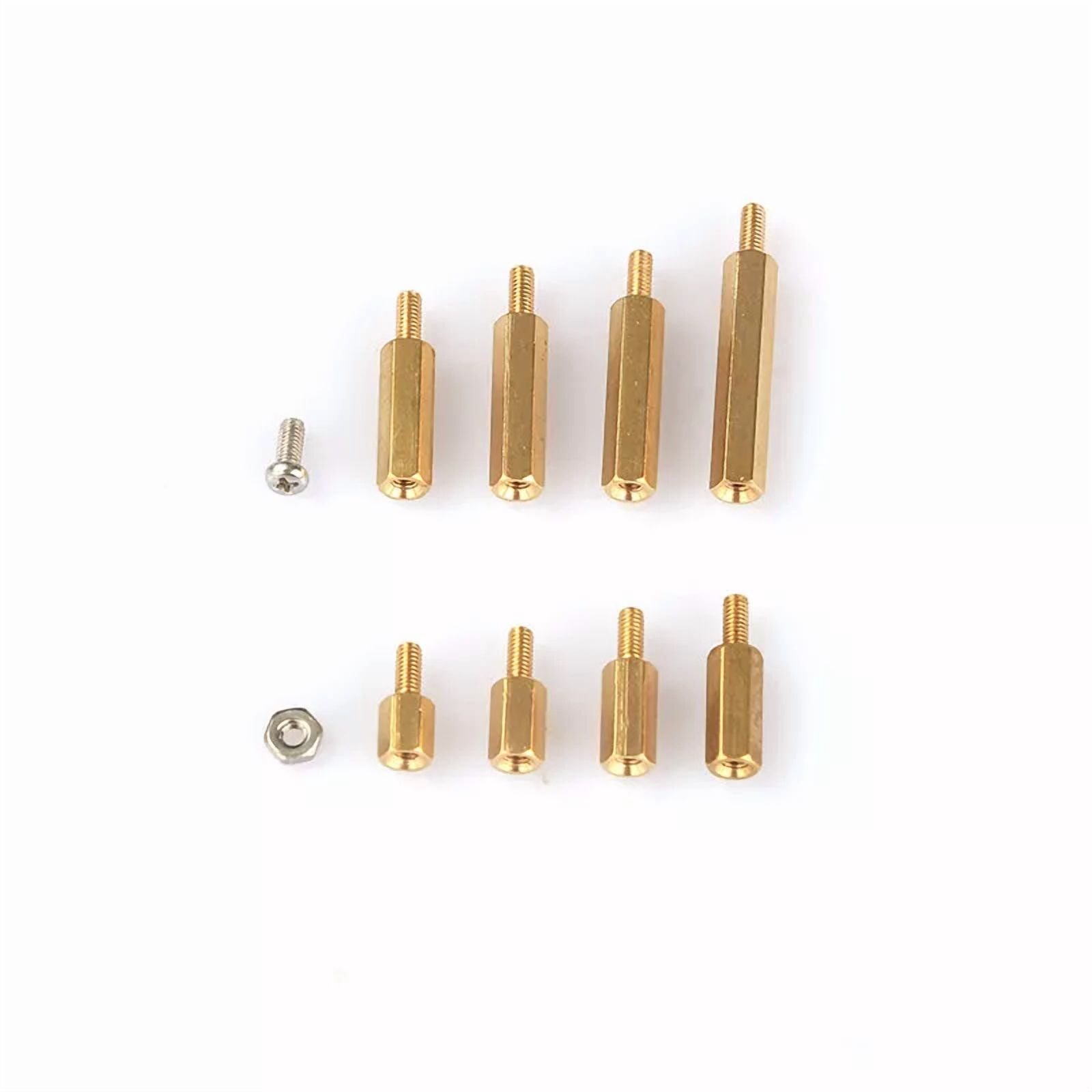 CIRCLE- 240Pc M2.5 Male To Female Brass Standoff Pcb Threaded Spacers Hex Screws Nut Set