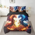 thumbnail image 2 of Feelyou Magic Dragon Twin Bedding Sets 7pcs, Ancient Wildlife Bedding Comforter Set, Ice and Fire Flame Sheet Sets, Kids Bedroom Decor, 2 of 8