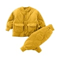 thumbnail image 1 of 2025 Toddler Baby Boy Girl Clothes Winter Solid Color Long Sleeve Puffer Jacket Pants 2Pcs Fall Outfits Set Yellow, 1 of 4