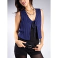 thumbnail image 4 of DARING DIVA Women's Stylish AK Cable Knit Tie Vest M Navy Blue, 4 of 6