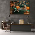thumbnail image 5 of Mudket Framed Leopard on Green Velvet Sofa Canvas Wall Art, Leopard Print Living Room Wall Decor, Floral Animal Wall Art Ready to Hang - 12"L x 8"W, 5 of 10