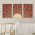 thumbnail image 3 of IDEA4WALL Framed Canvas Print Wall Art Set of 3 Shining Yellow Sun with Line Abstract Illustration Sunlight Rays Astronomy & Space Sky Modern Duotone Digital Art for Home Decor - White 16"x24"x3, 3 of 5