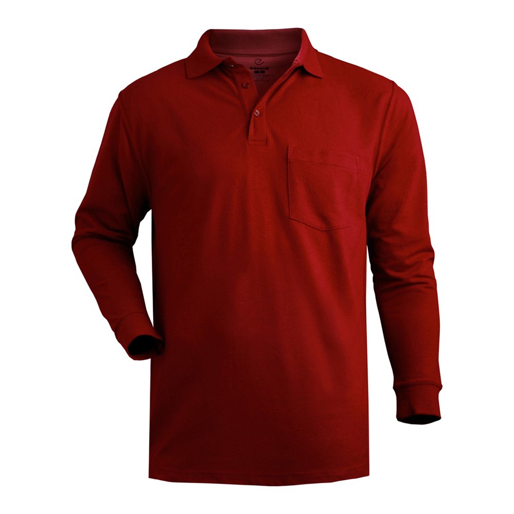 Edwards Edwards Men's Blended Pique Long Sleeve Polo With Pocket