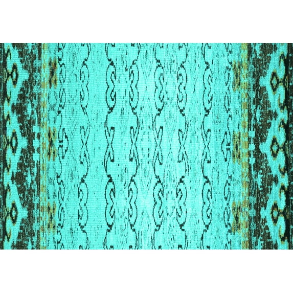 Ahgly Company Indoor Rectangle Abstract Turquoise Blue Contemporary Area Rugs, 2' x 5'