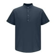 thumbnail image 5 of Hvyesh Mens Casual Henley Shirt Short Sleeve Band Collar Shirt Summer Beach Hippie Vacation T Shirt with Button, 5 of 8