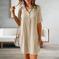 thumbnail image 2 of B91xZ Robe Maxi Ample à Manches Courtes pour Femmes, Mode, Manches Bouffantes, Robe Évasée à Volants, Été Hiver, Tenue de Plage, Kaki TTG, 2 of 5