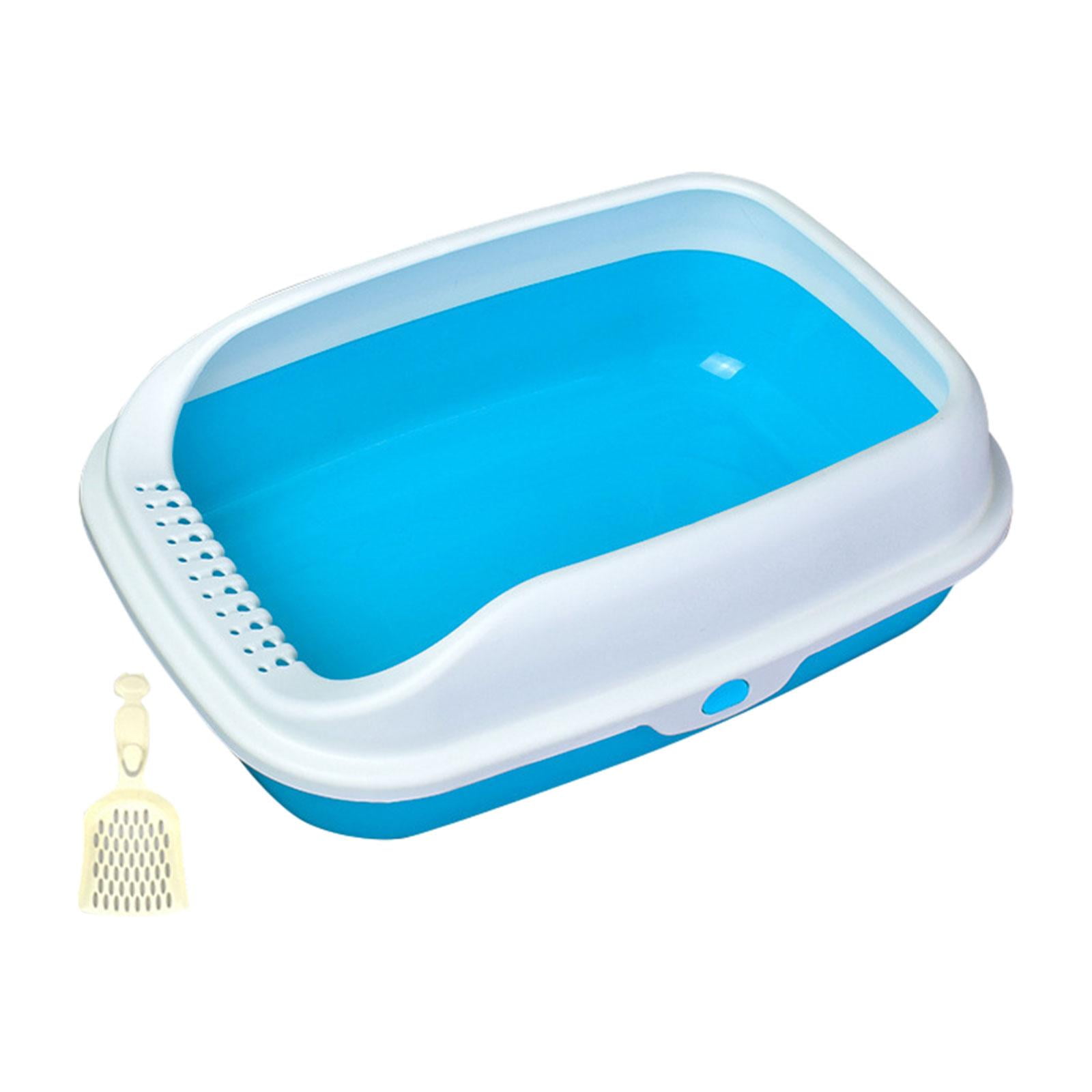 Cat Litter Tray Pet Litter Pan Opening Top Pet Litter Tray Cat Sand Box Splashproof Cats Toilet Cat Toilet Semi Enclosed for Pet Supplies Rabbit Blue Medium