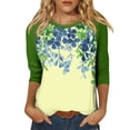 thumbnail image 2 of Dwralegc St Patricks Day Shirt Women Funny Casual Loose Fit 3/4 Sleeve Shamrock Printed Irish Clover Graphic Shirts Crewneck Fashion St Patricks Day Plus Size Tunic Tops Blouses Blue S, 2 of 5
