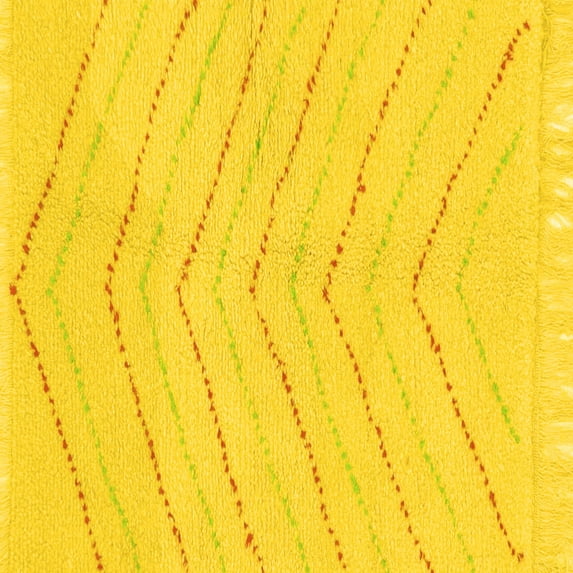 Ahgly Company Machine Washable Indoor Square Solid Yellow Modern Area Rugs, 7' Square