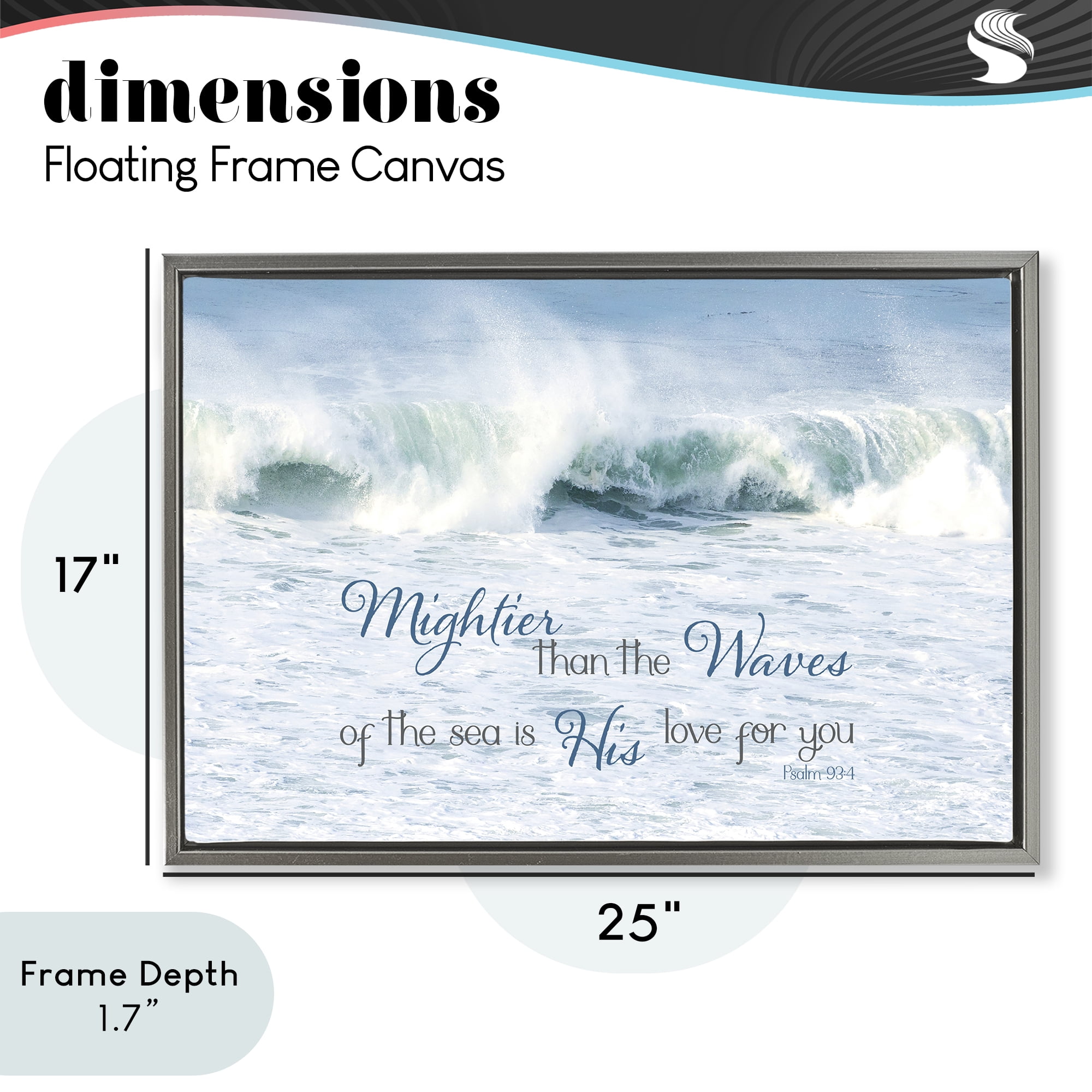 Stupell Industries Mightier Than The Waves Gray Framed Floater Canvas Wall Art, design by Kathy Mansfield