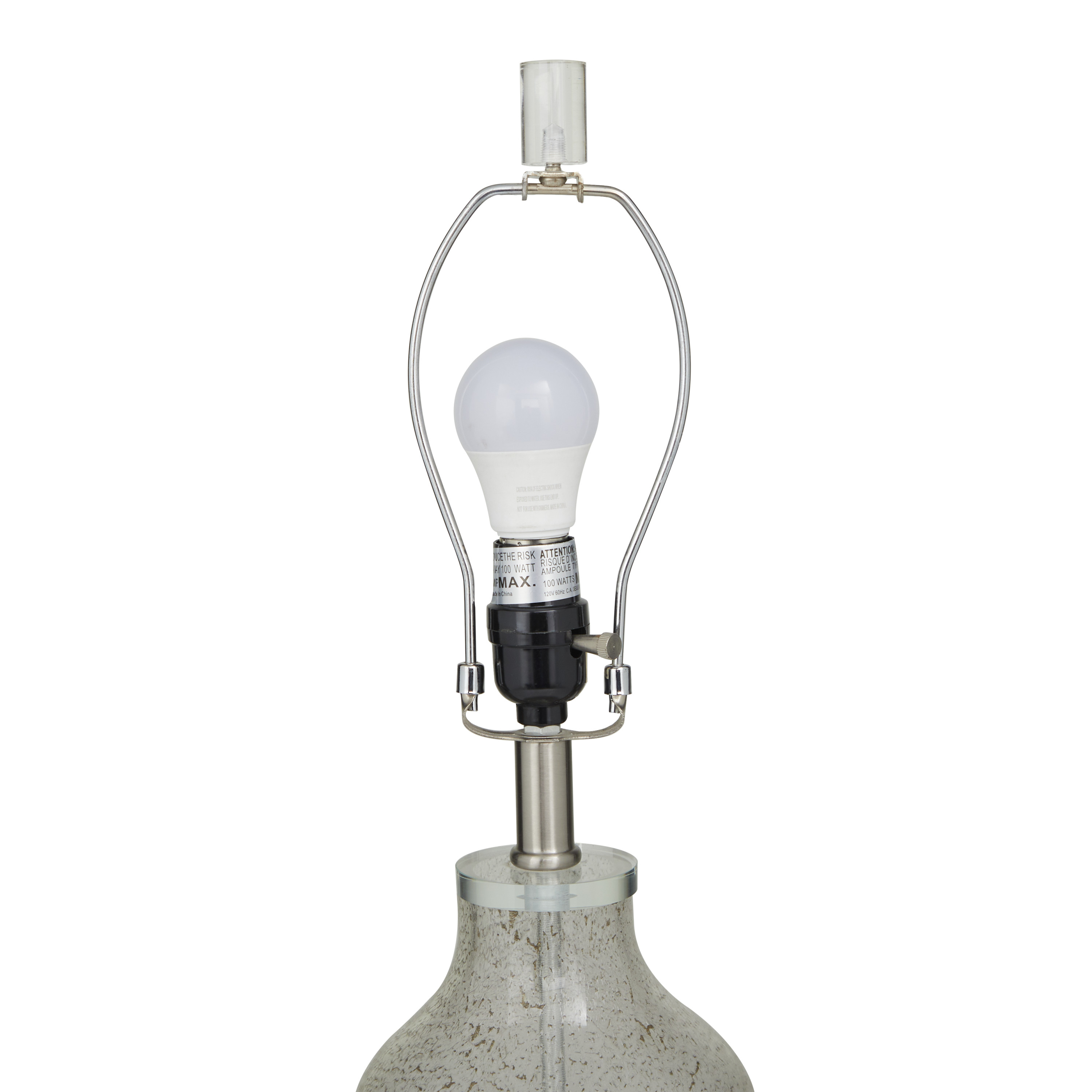 DecMode 25" Textured Gray Table Lamp with Cream Linen Shade (2 Count)