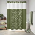 thumbnail image 6 of No Hook Shower Curtain, Japanese Shower Curtains for Bathroom with See Through Top Window, Green Rustic Retro Pastoral Floral Leaves Waterproof & Washable Bath Curtain Extra Long 72"x96", 6 of 9