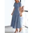 thumbnail image 4 of PRETTYGARDEN Womens Summer Maxi Dress Short Sleeve V Neck Hollow Out Eyelet A Line Long Flowy Beach Vacation Dresses, 4 of 9