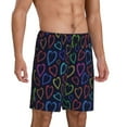 thumbnail image 2 of Fotbe Colored Hearts Pajama Shorts for Men, Men's Pajama Bottoms, Sleepwear,Short Pajama Pants-Medium, 2 of 9
