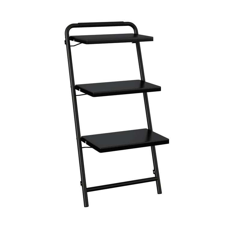 Sauder Black 3 Tier Leaning Bookshelf Black Finish