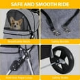 thumbnail image 5 of SuperDeal Folding Pet Stroller for Small Dog Cat, 4 Wheels Breathable Pet Carrier W/Cup Holder & Basket, Gray, 5 of 9
