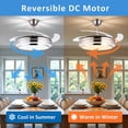 thumbnail image 6 of Jacgood Modern Fandelier Ceiling Fan with Light, 42" Brushed Nickel Ceiling Fan with Invisible Blades, Retractable Chandelier Fan for Dining Room, Dimmable 3 Color Changeable LED Fixture with Remote, 6 of 8