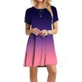 thumbnail image 1 of Nouvelle Robe Midi Dégradée Teinture sur Nœuds pour Femmes Col Rond Manches Courtes Robe Décontractée Simple T-Shirt Ample, 1 of 4