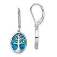 thumbnail image 1 of 925 Sterling Silver Rhod-plated Creat Opal Tree of Life Leverback Earrings; for Adults and Teens; for Women and Men, 1 of 3