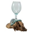 thumbnail image 3 of Balinese Handicraft Natural Driftwood Root With Molten Hand Blown Wine Glass, 3 of 8