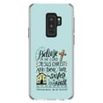 thumbnail image 1 of DistinctInk Clear Shockproof Hybrid Case for Samsung Galaxy S9+ PLUS (6.2" Screen) - TPU Bumper, Acrylic Back, Tempered Glass Screen Protector - Acts 16:31 - Believe in the Lord Jesus Christ, 1 of 5