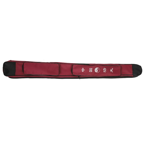 Sac de Transport d'Épaule Multifonction en Toile Épaisse à une Seule Couche pour Épée d'Arts Martiaux Chinois (Rouge Foncé)