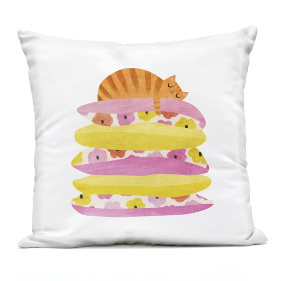 Stupell Industries Sleepy Cozy Orange Cat Outdoor Printed Pillow design by Angie Rozelaar, 18 x 7 x 18
