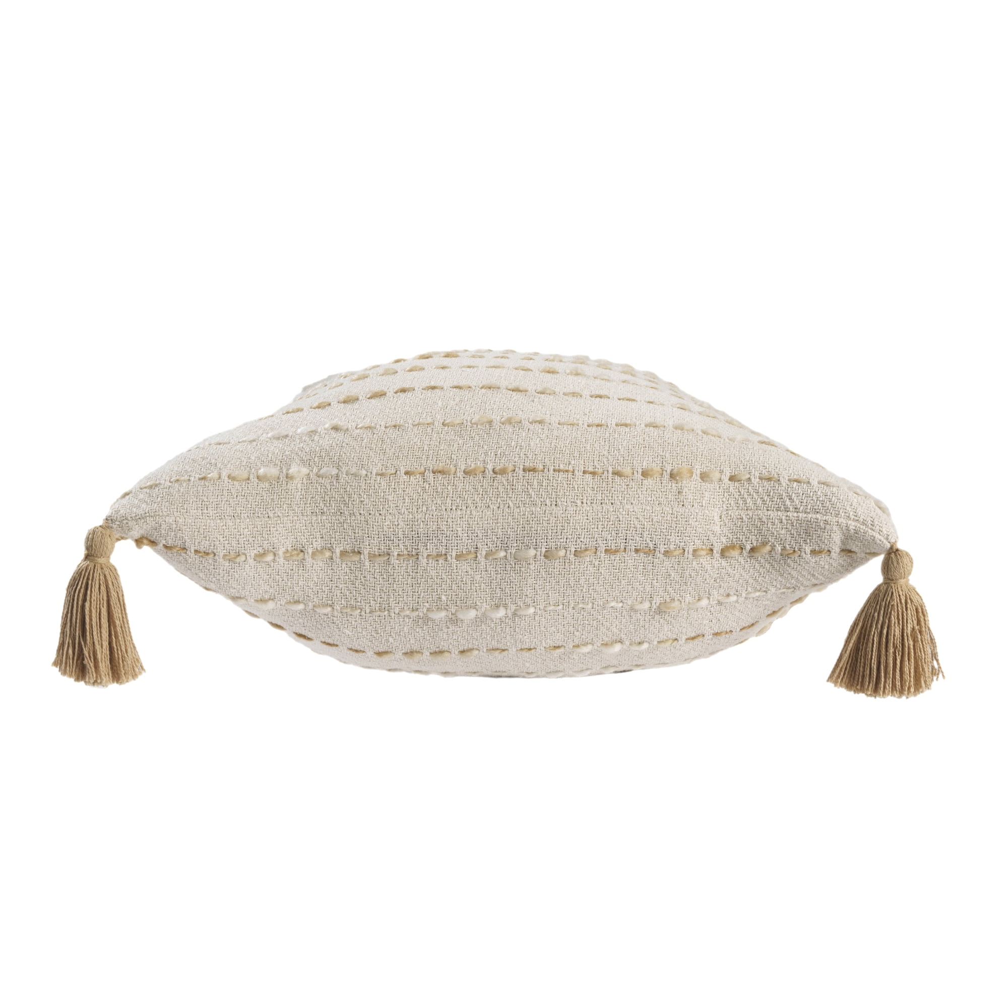 Ox Bay Emma 20" x 20" White/Beige Striped Cotton Blend Adult Decorative Throw Pillow Cover