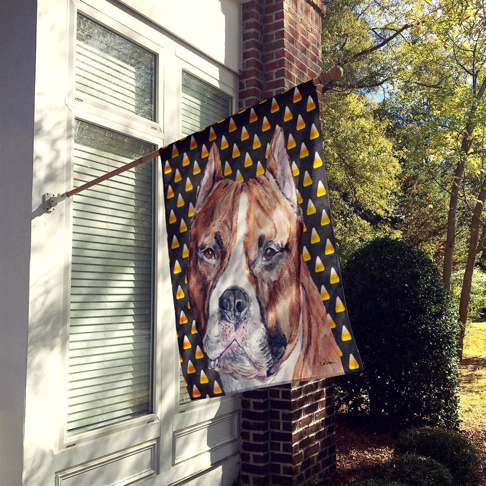 Staffordshire Bull Terrier Staffie Candy Corn Halloween Flag Canvas House Size