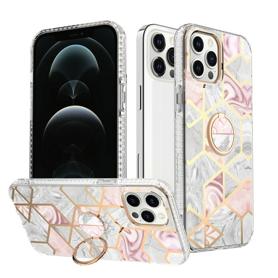 Shockproof Marble Ring Stand Plating Case Cover For iPhone 12 11 Pro XS Max XRFor iPhone 12 Pro Max,F