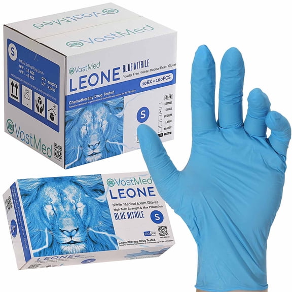 500PCs Dental Grade Examination Leone Nitrile Gloves by VASTMED | 4.0G Finger Tips Texture Latex/Powder-Free Professional Grade Gloves