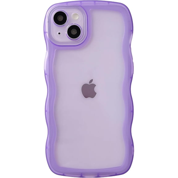 MYKOMI for iPhone 14 Plus Case,Solid Color Curly Wave Frame Clear Soft Phone Case
