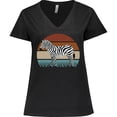 thumbnail image 3 of Inktastic Zebra Safari Animal Sunset Women's Plus Size V-Neck T-Shirt, 3 of 5