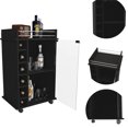 thumbnail image 3 of Black Bar Cart With Two Shelves And Six Wine . Four Locking Feature. Spacious Top Metal Rail. Glass Door Cabinet Interior Shelves. Holds Liquor Bottles. 21.71 In. Depth X 16.69 Width 35.6 Height., 3 of 4