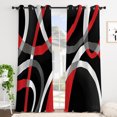 thumbnail image 4 of Tchckioa Red Abstract Line Blackout Curtains for Bedroom,Privacy Protection Grommet Window Drapes,52x96,2 Panels, 4 of 6