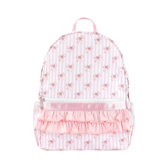 Striped Bow Backpack Ruffle Rose Lattice Design Heavy Duty Cute Daypack