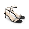 thumbnail image 3 of BLISSFUL STEP Rhinestone Stiletto Heels Open Toe Ankle Strap Sandals for Women Black (Size 6), 3 of 7