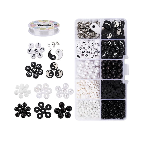 Yin Yang Polymer Clay Beads Bracelet Earrings Necklace Tai Beads