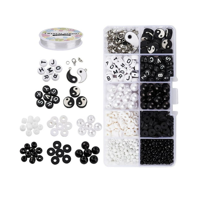 Yin Yang Juego de de arcilla polimérica, accesorios para joya en blanco y negro, espaciadoras para Sunnimix Cuentas de arcilla polimérica