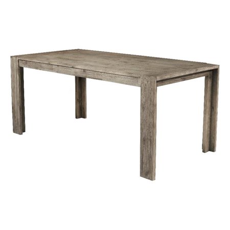 Pemberly Row Fixed Wood Top Dining Table in Antique Natural (Brown)