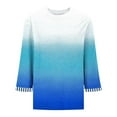 thumbnail image 6 of FNFYFH Womens Plus Size 3/4 Sleeve Tops Gradient Crew Neck T-shirt Loose Fit Summer Tee Tunic Top, 6 of 6