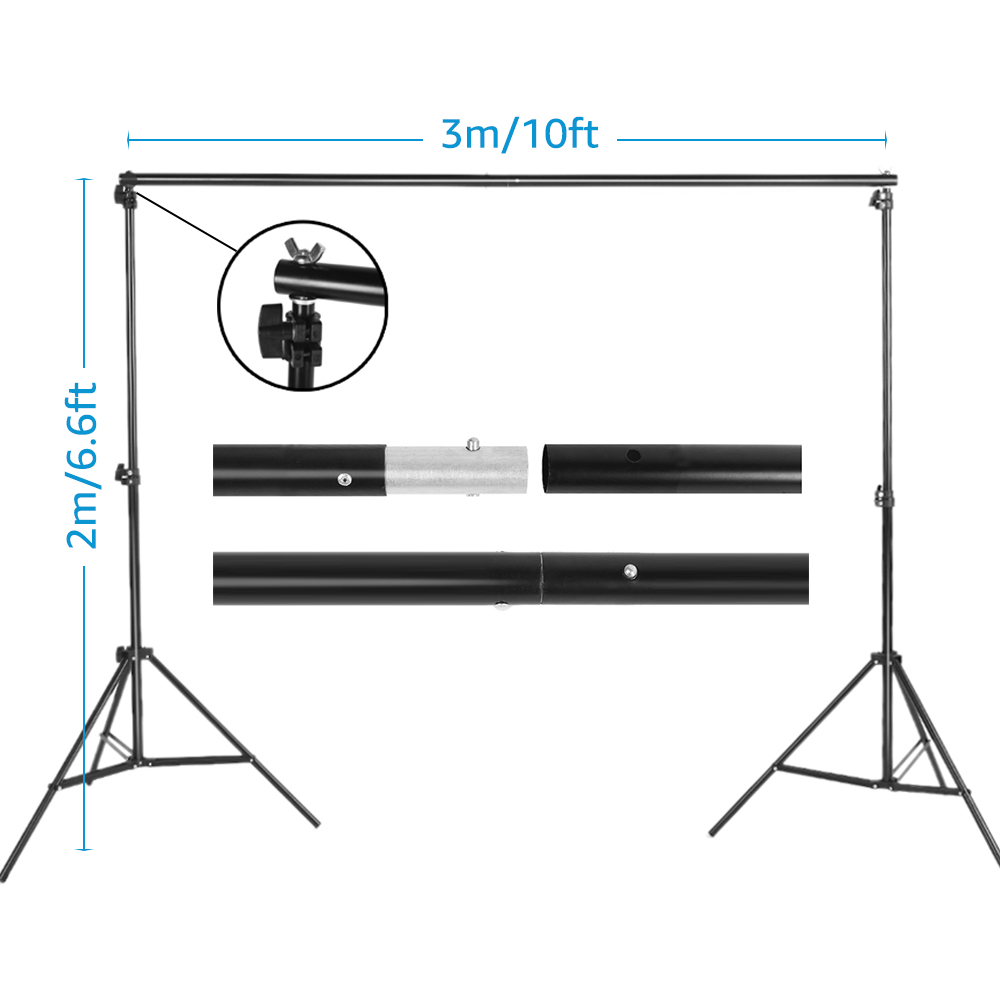 Andoer 2 * /6.6 * 10ft Studio Photography Green Screen Backdrop Background Washable Polyester-Cotton Fabric with 2 * /6.6 * 10ft Backdrop Support Stand Bracket + 3pcs Backdrop Clamps - image 2 of 7