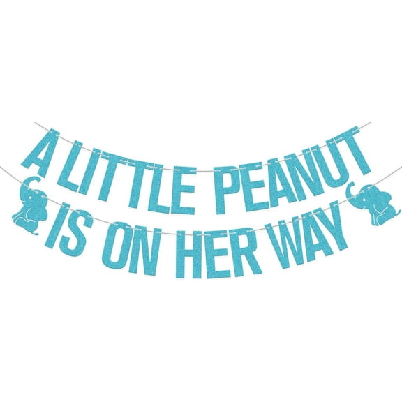 A Little Peanut is on Her Way Banner, Sweet Little Peanut is on Her Way Banner, Elephant Themed Baby Shower Decorations, Welcome Baby Girl Gender Reveal Party Decorations Supplies Blue