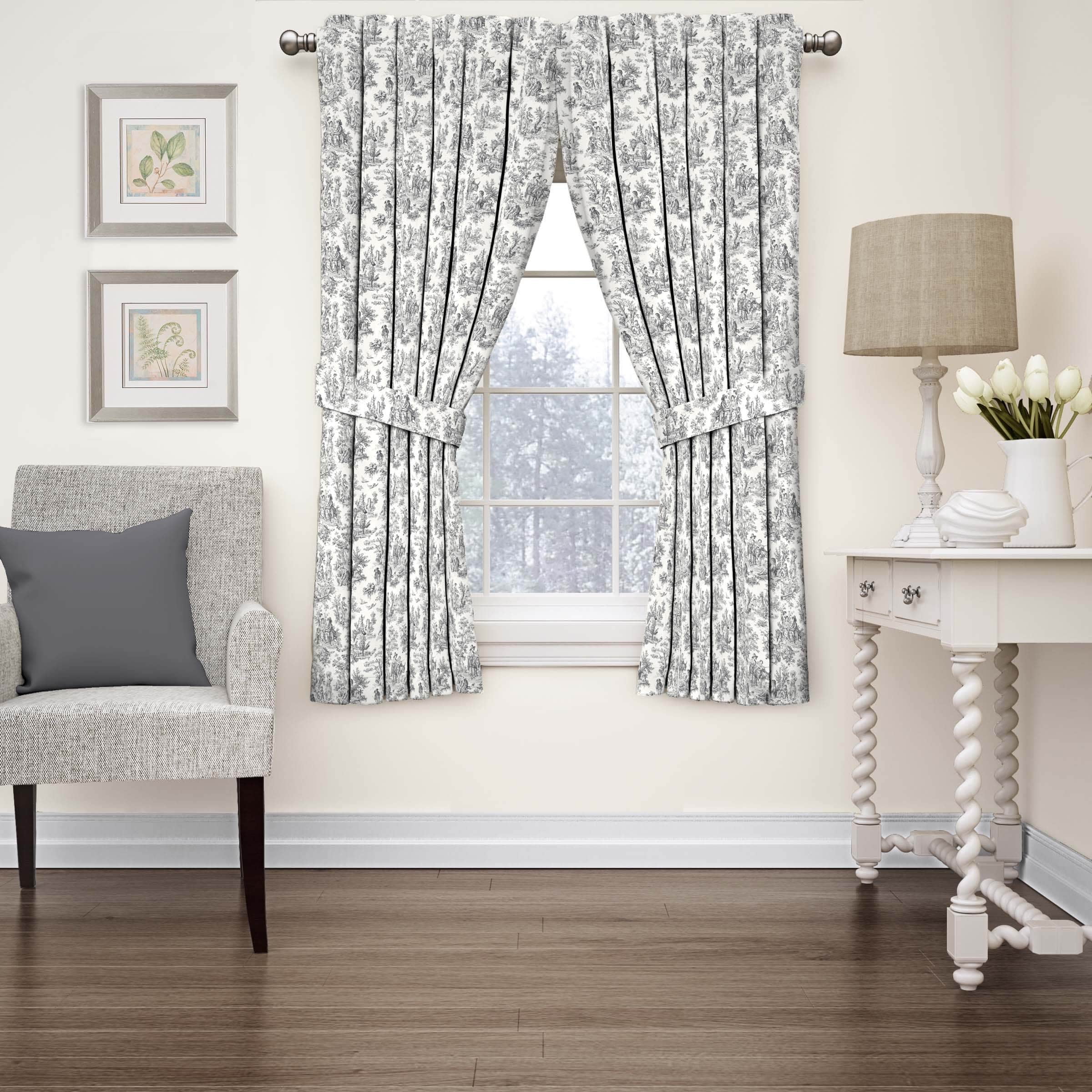 Waverly Charmed Life Toile Window, Waverly Black Toile Shower Curtain