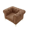 thumbnail image 5 of Nicole Miller Melia Sinous Spring Leather Button Tufted Modern Club Chair with Y-Leg, Camel, 5 of 9