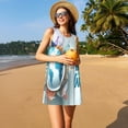 thumbnail image 3 of Easygdp Let's go Travel Around the World para Vestido Transpirable de Mujer, Vestido Suelto de Manga Corta con Pliegues y Bolsillos para el Verano, 3 of 7