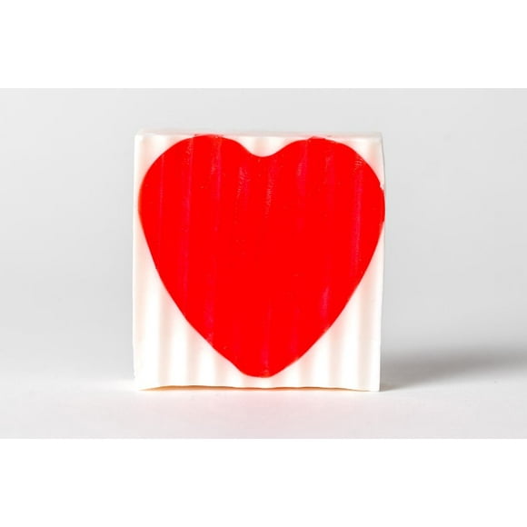 Valentines heart all natural handmade strawberry scent red & white 4 oz soap bar